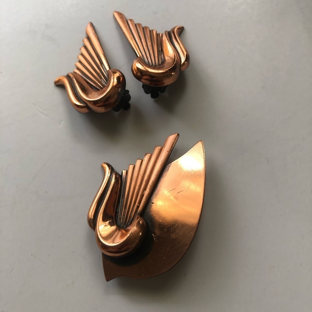 Elegant Copper Winged Jewelry Set